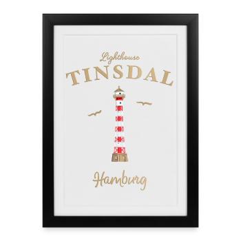 Phare de Hambourg Linsdal, Allemagne - Affiche encadrée (27 × 37 cm) - noir - Devant
