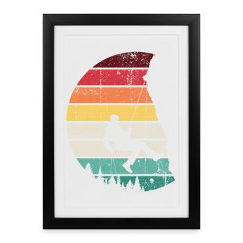 Silhouette de balançoire à l’horizon arc-en-ciel - Affiche encadrée (27 × 37 cm) - noir - Devant