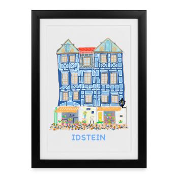 Idstein, point de repère Schiefes Haus, Allemagne - Affiche encadrée (27 × 37 cm) - noir - Devant