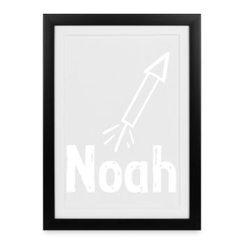 Lettrage NOAH avec fusée VECTOR - Affiche encadrée (27 × 37 cm) - noir - Devant