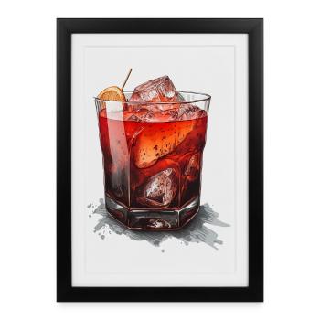 Negroni Cocktail - Affiche encadrée (27 × 37 cm) - noir - Devant