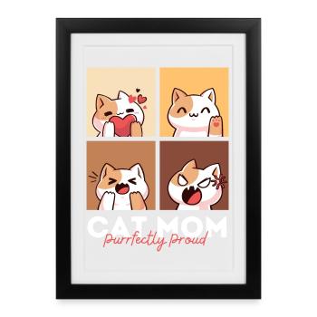 Maman chatte Purfffectly fière - Affiche encadrée (27 × 37 cm) - noir - Devant