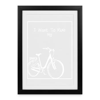 Silhouette de vélo sur fond noir - Affiche encadrée (27 × 37 cm) - noir - Devant