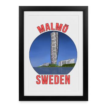 Malmo Sweden - Framed poster (27 × 37 cm) - black - Front