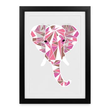 tête d’éléphant rose - Affiche encadrée (27 × 37 cm) - noir - Devant
