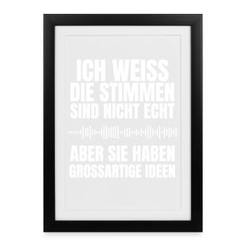 Stimmen nicht echt – geniale Idee - Gerahmtes Poster (27 × 37 cm) - Schwarz - Vorne