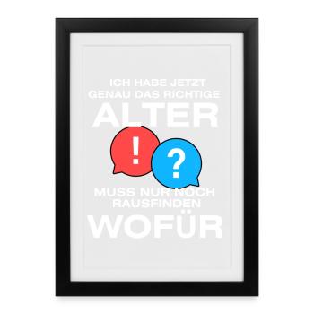 Genau das richtige Alter Chatblasen - Gerahmtes Poster (27 × 37 cm) - Schwarz - Vorne