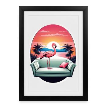 Flamingo Sofa - Framed poster (27 × 37 cm) - black - Front