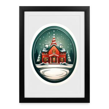 Cabane de Noël - Affiche encadrée (27 × 37 cm) - noir - Devant
