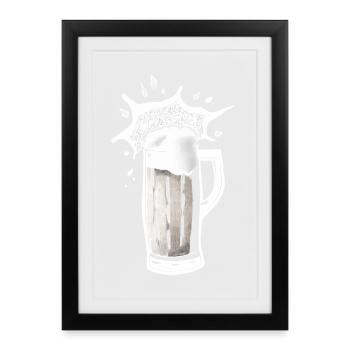 Chope de bière Bière Drinking Party Fest Octobre - Affiche encadrée (27 × 37 cm) - noir - Devant