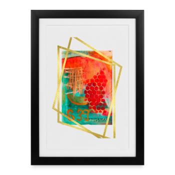 Abstract Fusion with Vibrant Hexagons - Framed poster (27 × 37 cm) - black - Front