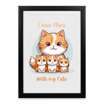 Adorable Illustration du Clan du Chat - Affiche encadrée (27 × 37 cm) - noir - Devant