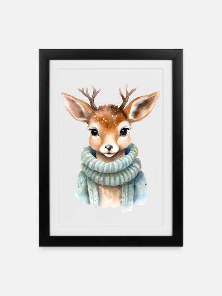 Fauve en manteau d’hiver - Affiche encadrée (27 × 37 cm) - noir