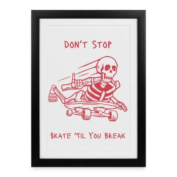 Skull Skeleton Skateboard Design - Framed poster (27 × 37 cm) - black - Front