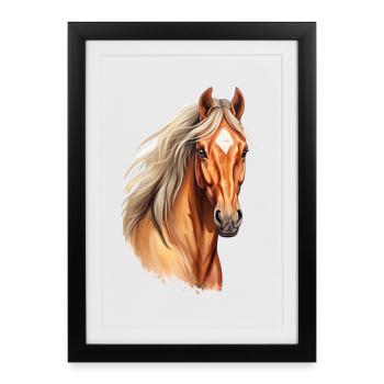 Stylisches Pferdedesign-T-Shirt für Reitsport - Gerahmtes Poster (27 × 37 cm) - Schwarz - Vorne