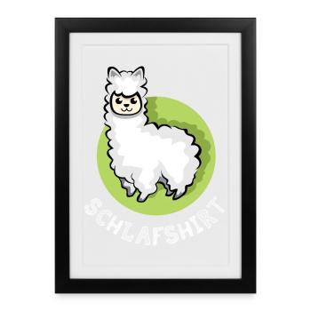 Sleep shirt alpaca cute sleeping night animals icon - Framed poster (27 × 37 cm) - black - Front