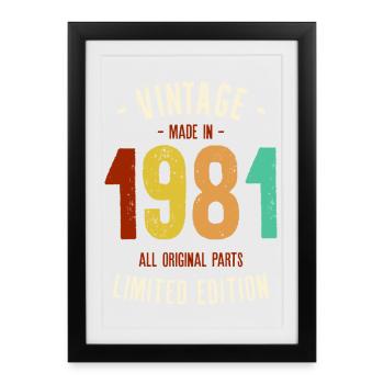 Jahrgang 1981 Limitierte Auflage - Gerahmtes Poster (27 × 37 cm) - Schwarz - Vorne