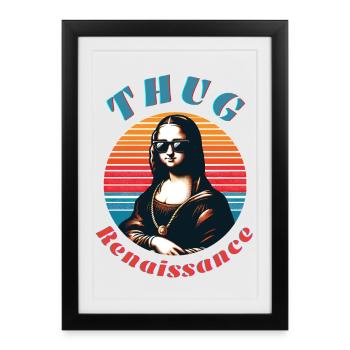 Mona hipster à l’ambiance rétro - Affiche encadrée (27 × 37 cm) - noir - Devant