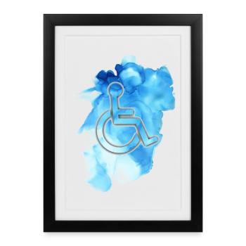Wheelchair symbol with blue background # - Framed poster (27 × 37 cm) - black - Front