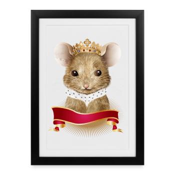 cute mouse with royal crown and ermine collar - Framed poster (27 × 37 cm) - black - Front