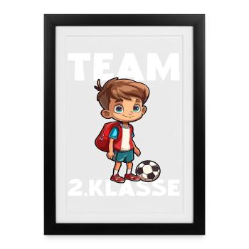 Fußball Team 2 Klasse Fußballspieler Zweitklässler - Gerahmtes Poster (27 × 37 cm) - Schwarz - Vorne