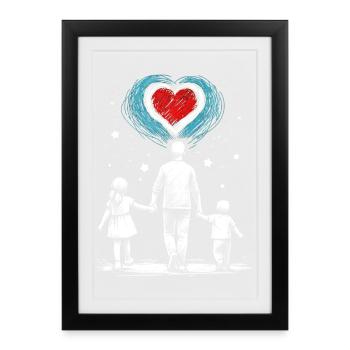 Father's Day Best Dad Love Kids Family - Framed poster (27 × 37 cm) - black - Front