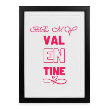 Conception élégante de la typographie de la Saint-Valentin - Affiche encadrée (27 × 37 cm) - noir - Devant