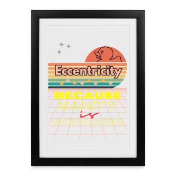 Motif rétro néon d’excentricité - Affiche encadrée (27 × 37 cm) - noir - Devant
