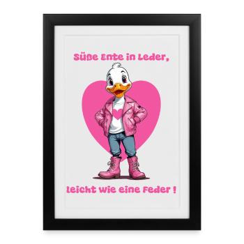 Mignon canard en cuir - Affiche encadrée (27 × 37 cm) - noir - Devant