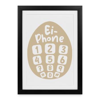 oeuf téléphone drôle dictons Pâques symbole bande dessinée icône - Affiche encadrée (27 × 37 cm) - noir - Devant