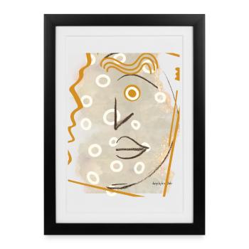 Abstract Portrait with Circles and Lines - Framed poster (27 × 37 cm) - black - Front