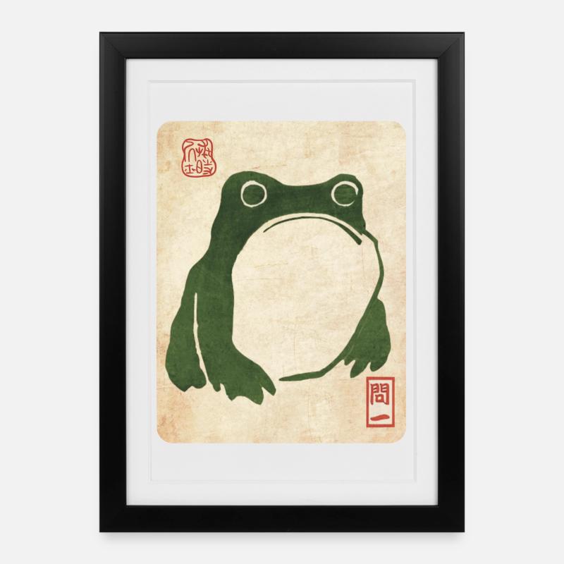 Grumpy Frog (Matsumoto Hoji) - Framed poster (27 × 37 cm) - black