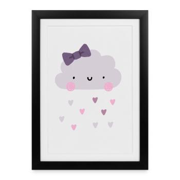 Love Cloud - Hearts - Rain - Framed poster (27 × 37 cm) - black - Front