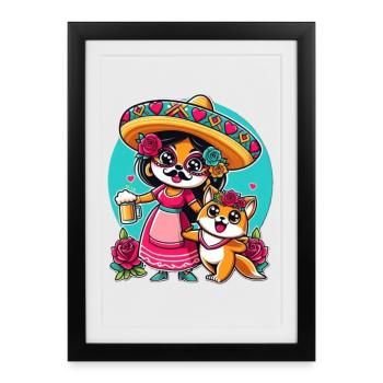 Mexican Party with Chiha and Chucho - Framed poster (27 × 37 cm) - black - Front