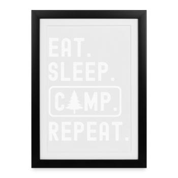 Campen Camping - Affiche encadrée (27 × 37 cm) - noir - Devant