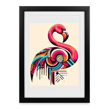 Flamant - Affiche encadrée (27 × 37 cm) - noir - Devant
