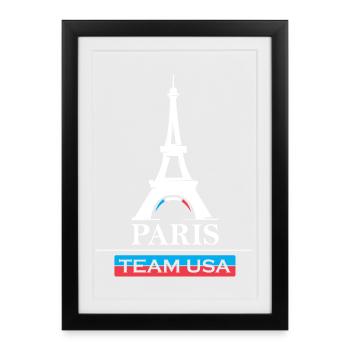 Équipe de Paris Jeux Sportifs des États-Unis Athlète Sportif Logo - Affiche encadrée (27 × 37 cm) - noir - Devant