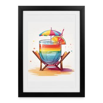 Cocktail arc-en-ciel - Affiche encadrée (27 × 37 cm) - noir - Devant
