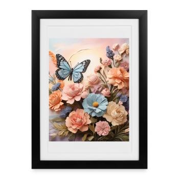 Ailes de fleur - Affiche encadrée (27 × 37 cm) - noir - Devant