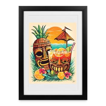 Tiki Cocktail - Affiche encadrée (27 × 37 cm) - noir - Devant