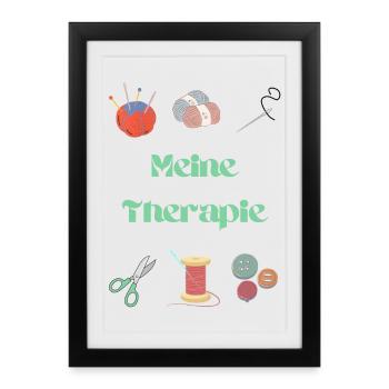 Ma thérapie : crochet et couture - Affiche encadrée (27 × 37 cm) - noir - Devant