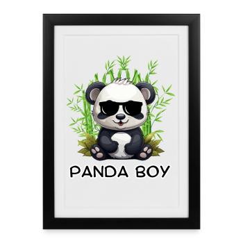 Panda Boy: Panda Design with Glasses - Framed poster (27 × 37 cm) - black - Front