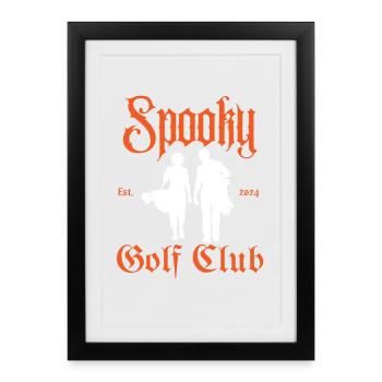T-shirt d'Halloween pour hommes et femmes - Golf effrayant - Affiche encadrée (27 × 37 cm) - noir - Devant