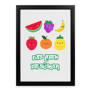 Life Is Sweeter With Fruit - Framed poster (27 × 37 cm) - black - Front
