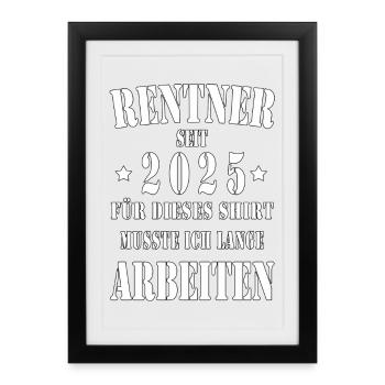 Retraité 2025 Pension Collègue Cadeau de retraite - Affiche encadrée (27 × 37 cm) - noir - Devant