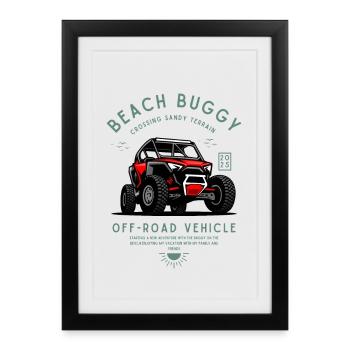 Buggy plage buggy dune véhicule tout-terrain - Affiche encadrée (27 × 37 cm) - noir - Devant