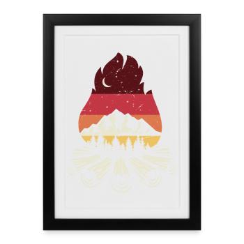 Campfire Sunset Pines - Framed poster (27 × 37 cm) - black - Front