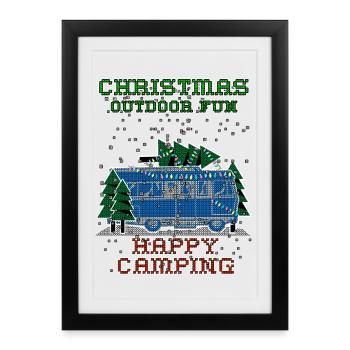 christmas Camping - Gerahmtes Poster (27 × 37 cm) - Schwarz - Vorne