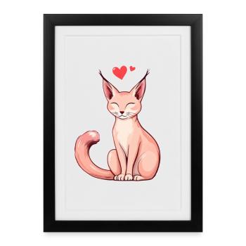 Rosy Cat with Heart – Loving & Playful - Framed poster (27 × 37 cm) - black - Front