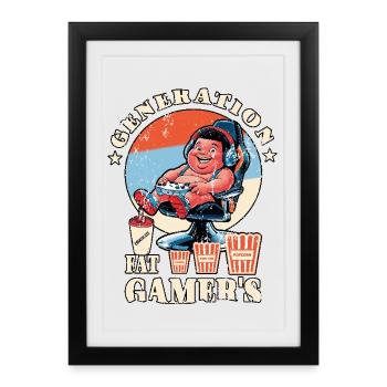 Fat Gamer Kids - Framed poster (27 × 37 cm) - black - Front
